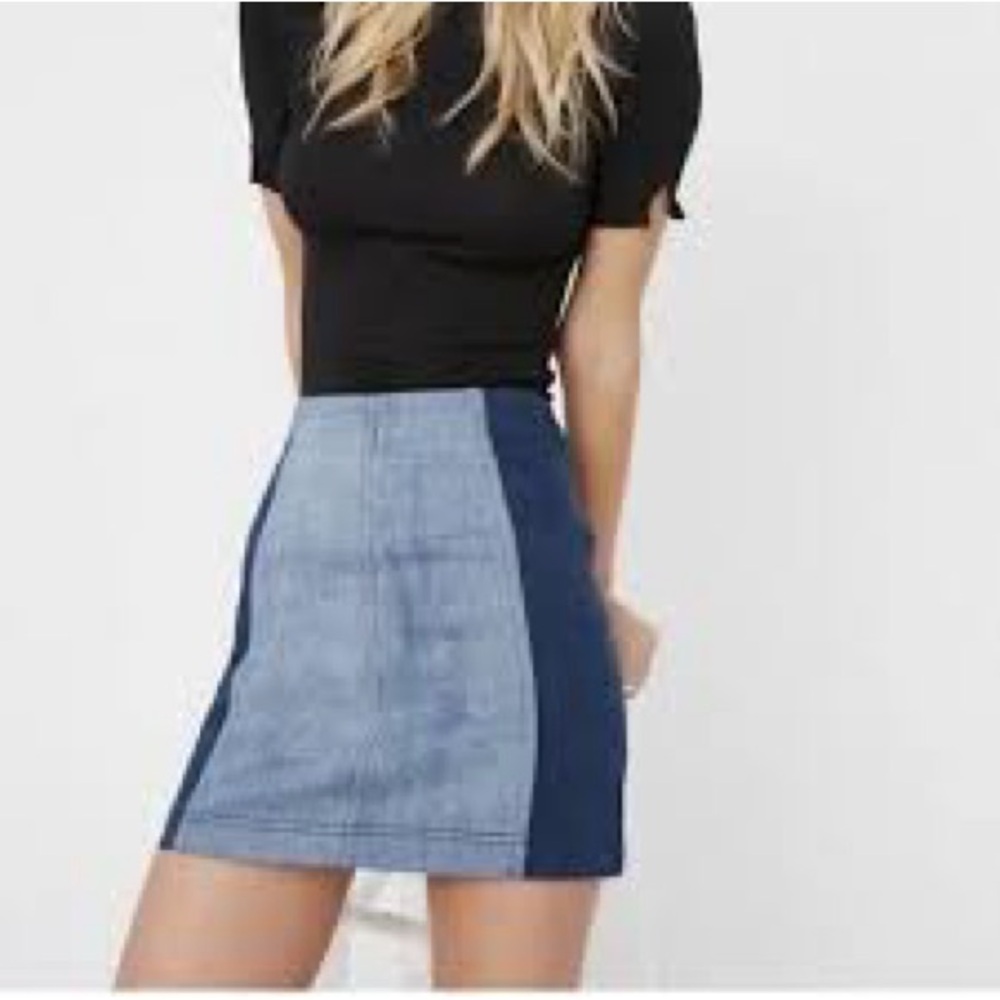 FREE PEOPLE TWO TONE DENIM MINI SKIRT